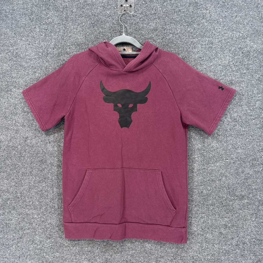 Under Armour Project Rock Hoodie Youth Extra Large Burgundy Short Sleeve